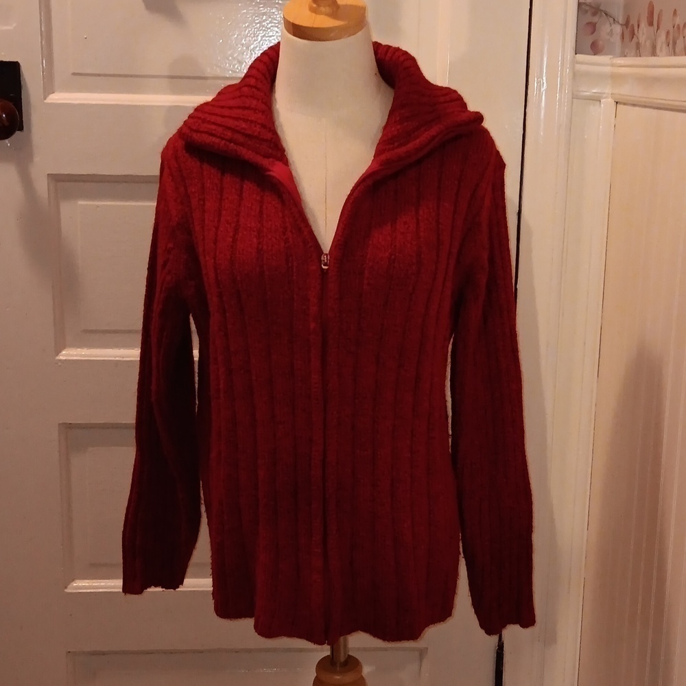 Vintage Carolyn Taylor large red cardigan sweater jacket